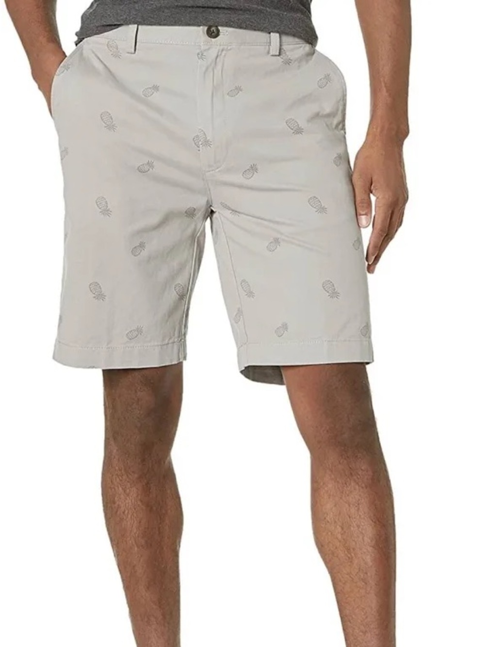 Amazon Men's Light Gray Pineapple-Print Flat Front Shorts size 33